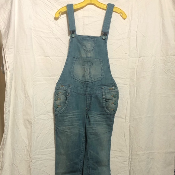 OVERALLS by SEVEN7 Women’s Small. 6 Pocket. Adjustable Straps. Skull Rhinestone. - Picture 2 of 7